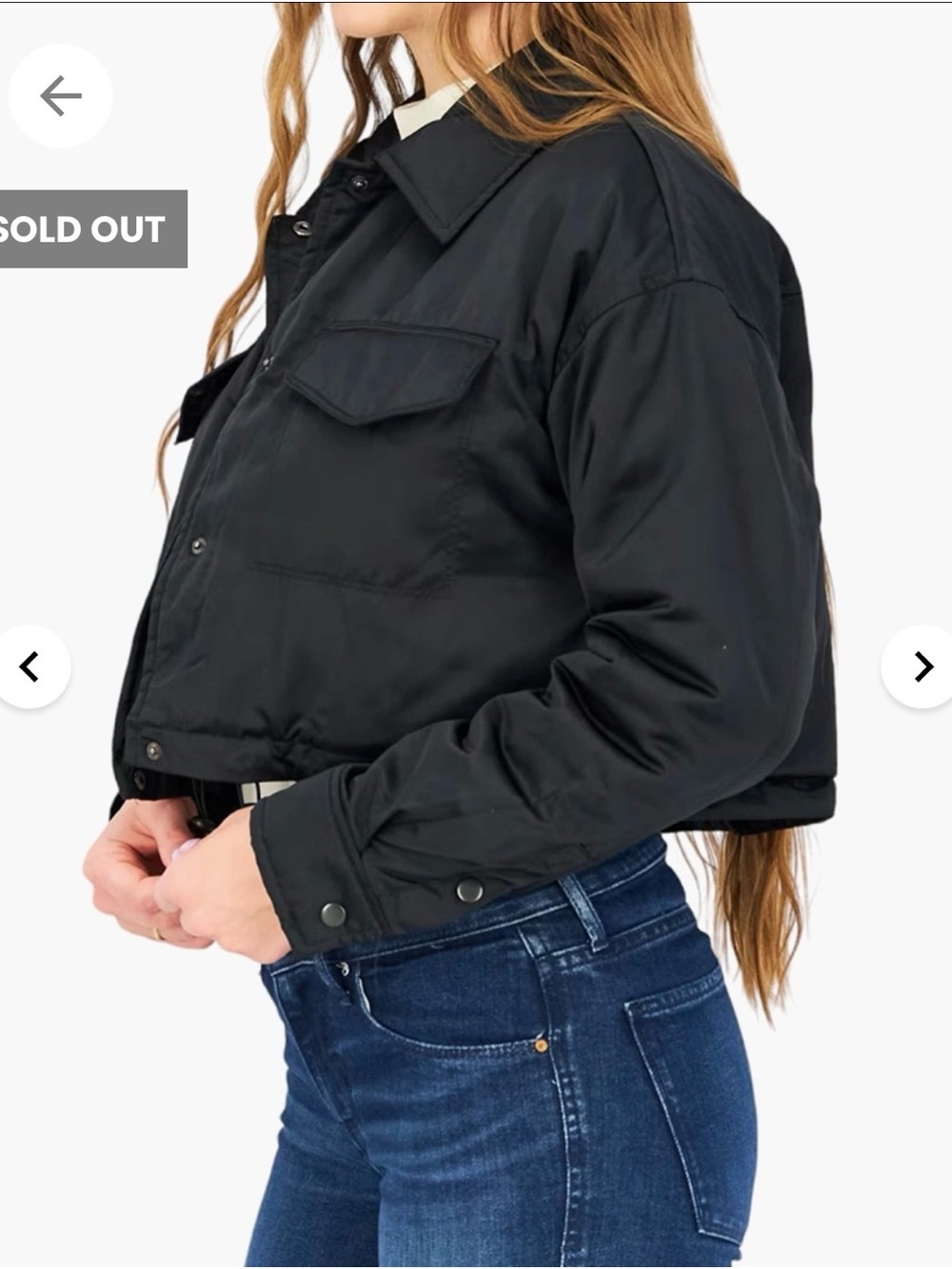 Forever 21 Women’s Black Cropped Bomber Jacket Size Large - Picture 3 of 7